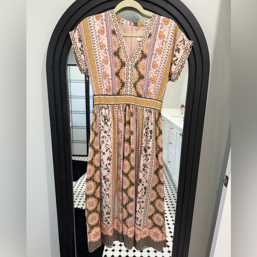 Gal Meets Glam Floral Midi Dress with Yellow and Pink